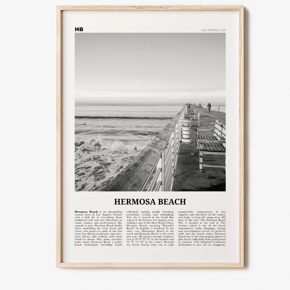 2/$30 NWOT Hermosa Beach Black and White Print (frame NOT included)